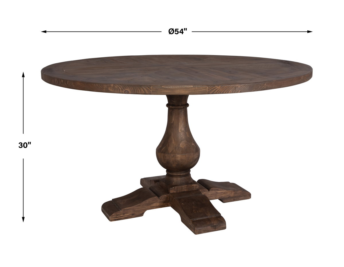 Stratford Wood Round Dining Table, by Uttermost, 54" width x 30" height x 54" depth View 3