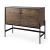 Glenn 38L x 16W x 30H Dark Brown Wood with Black Iron Frame, 2 Door Accent Cabinet, Cabinets & Chest by Mercana, 37.5" length x 16" width x 30" height thumbnail 1