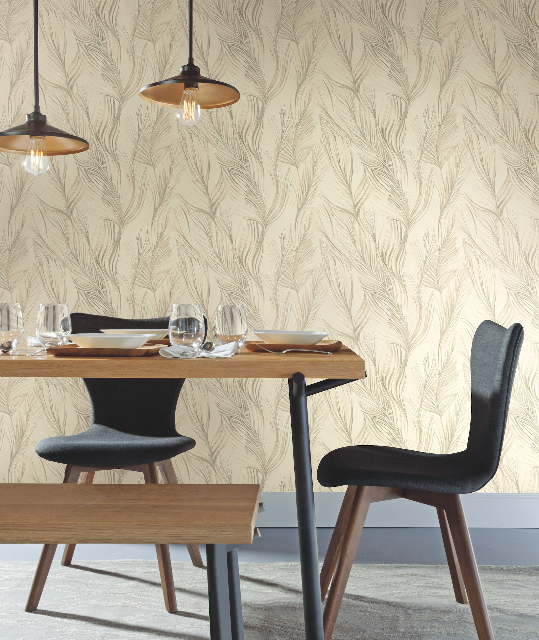 Peaceful Plume Beige Wallpaper large image 