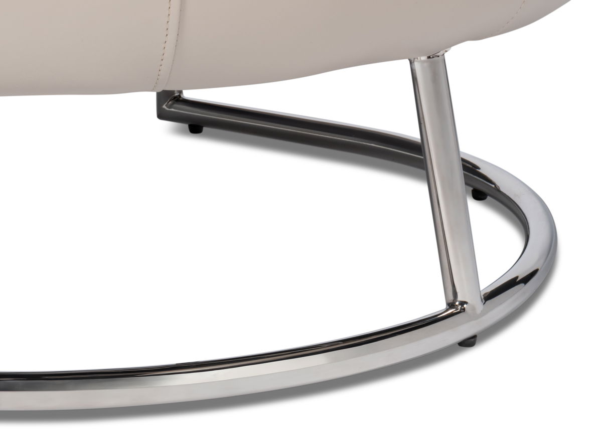 Rondo Occasional Leather Chair White, by Sarreid, 2'7" length x 3'2" width x 2'6" height View 8