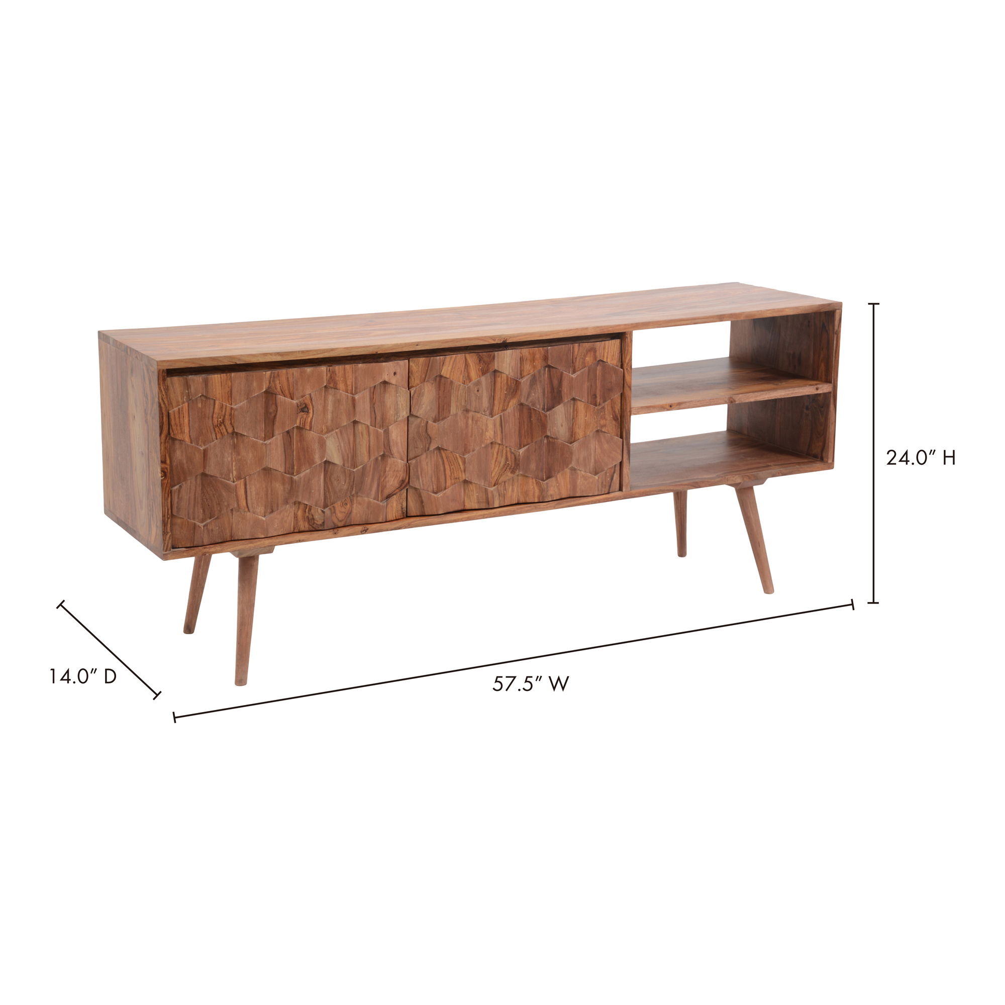 O2 Tv Cabinet Natural, Media Console by Moe's Home, 57" width x 24" height x 14" depth View 11