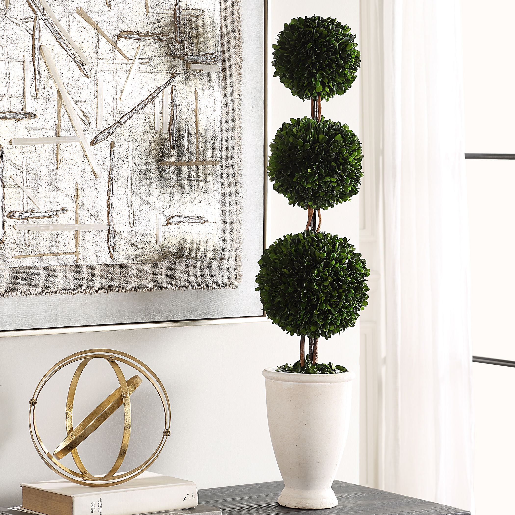 Preserved Boxwood Triple Topiary large image 