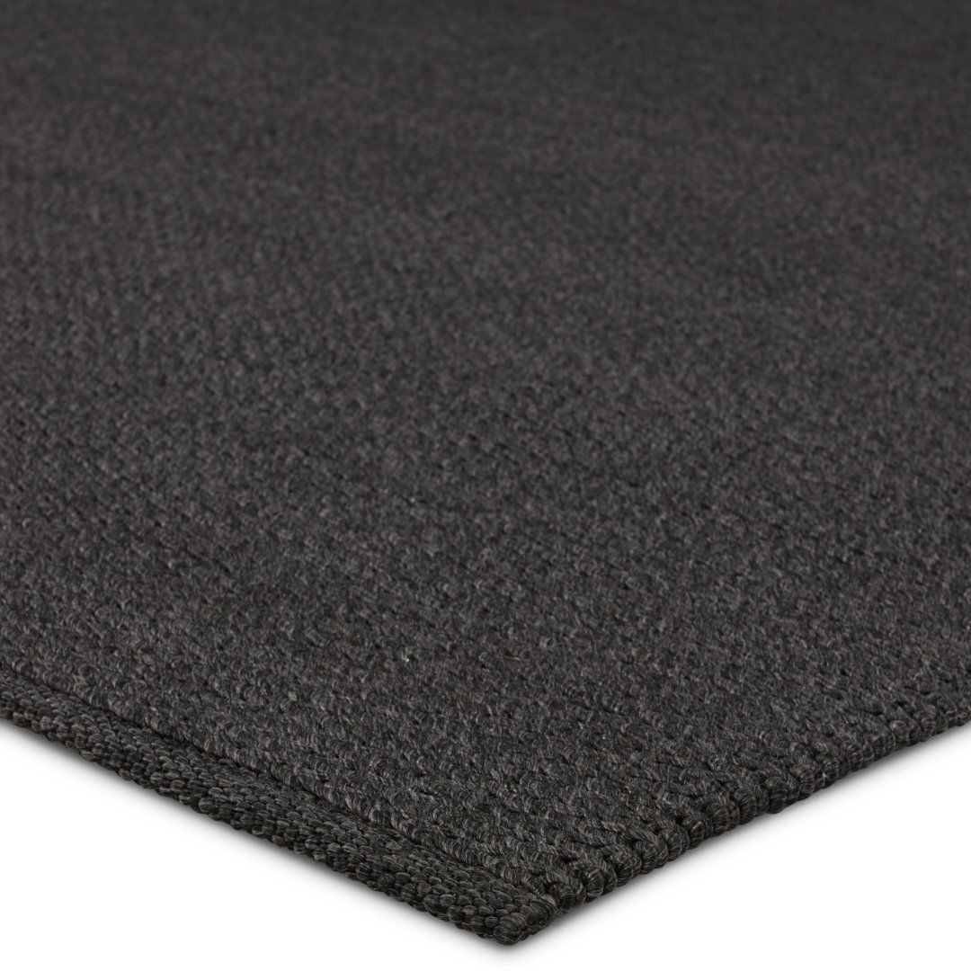 Rectangle Maverick Solid Color Hand Loomed Polypropylene/Polyester Indoor/Outdoor Area Rug in Char large image 
