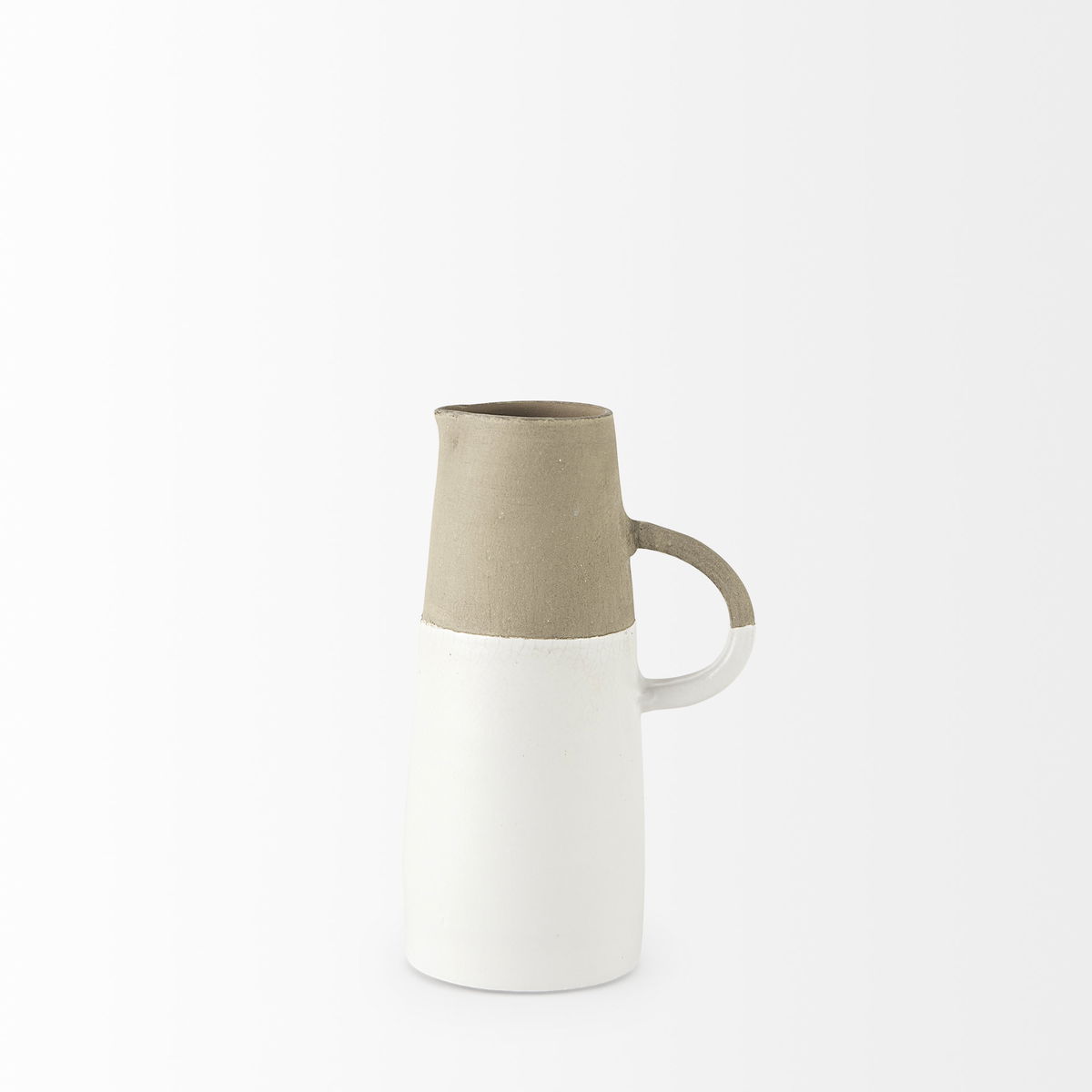 Garand Small 13H Two-Toned White Natural Ceramic Jug, Decorative Jar by Mercana, 6.3" length x 4.53" width x 10.24" height View 7