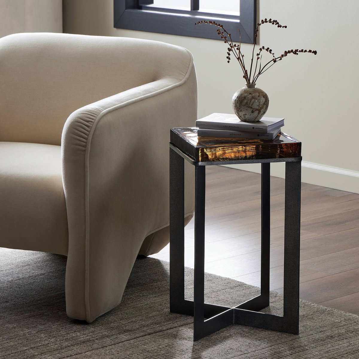 Lennie Cast Glass End Table, Side & End Table by Four Hands, 12.5" width x 22" height x 12.5" depth View 4
