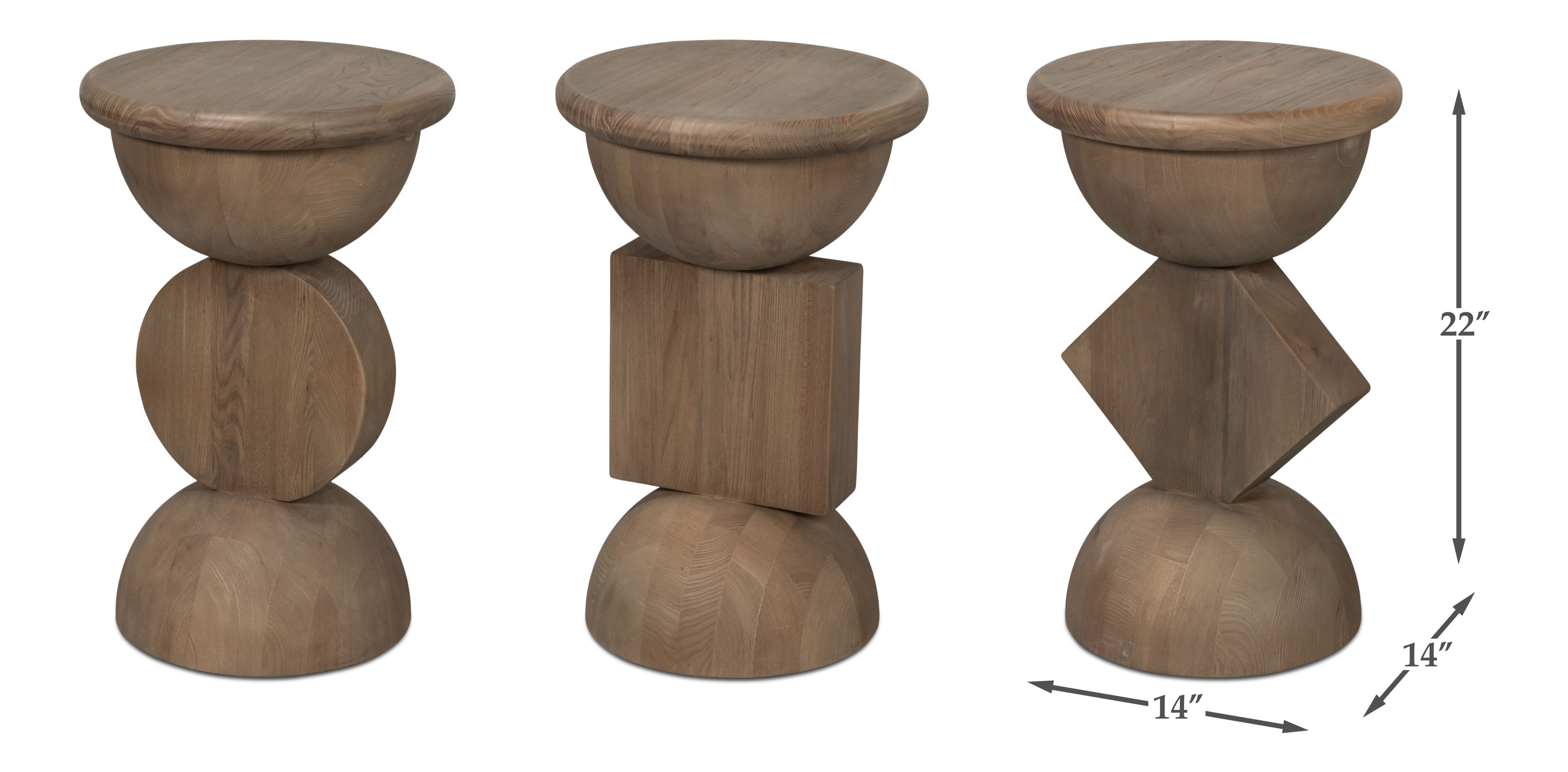 Romeo Side Tables, Set Of 3, Natural, Side & End Table by Sarreid, 14" length x 14" width x 22" height View 13