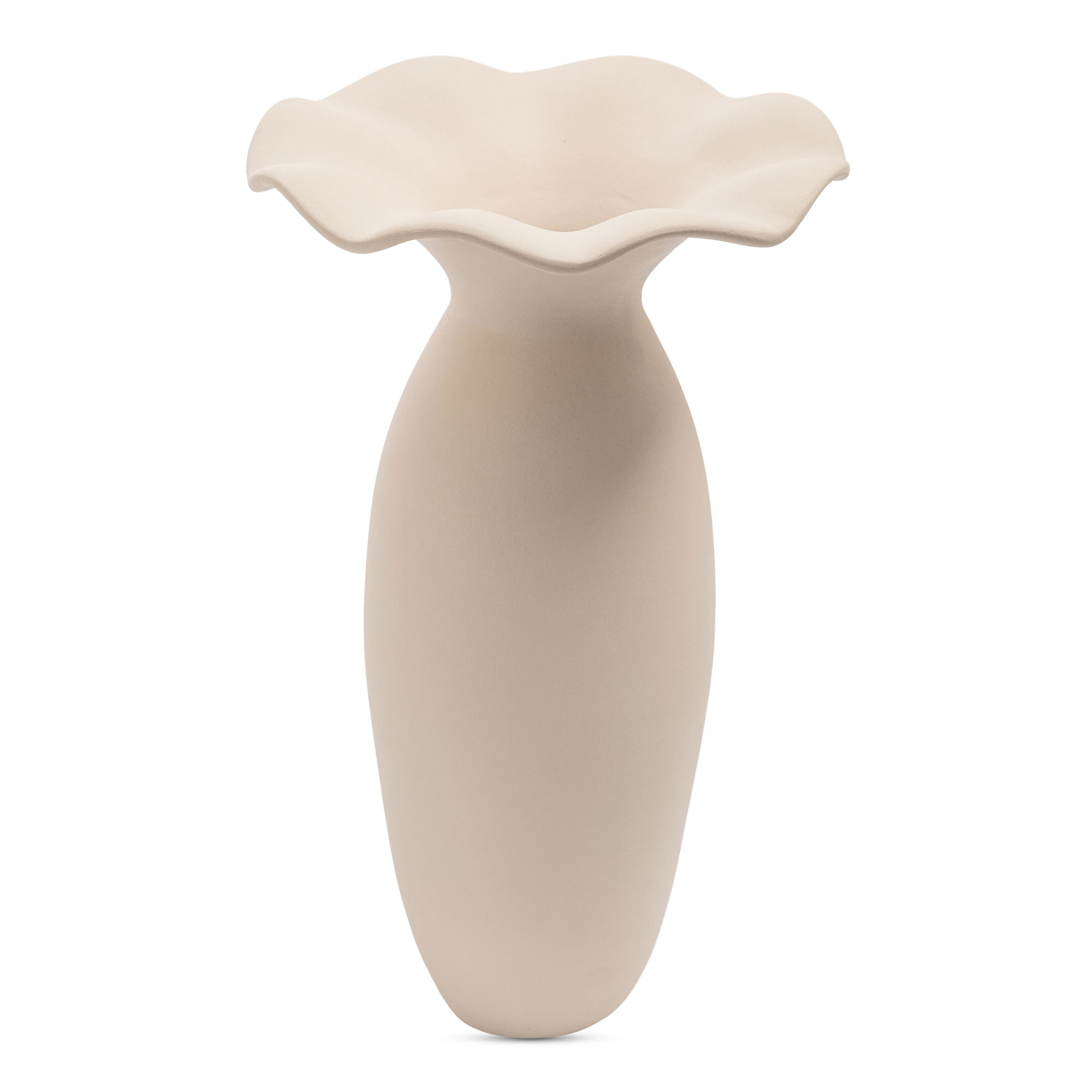 Ruffle 16in Decorative Vessel Ecru large image 