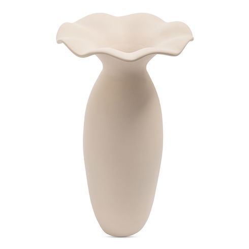 Ruffle 16in Decorative Vessel Ecru