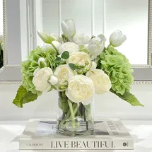Online Designer Hallway/Entry Hydrangea Floral Arrangement in Vase