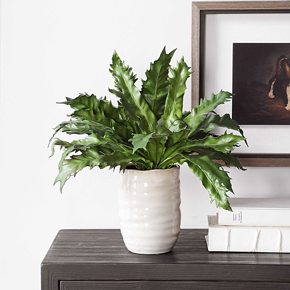Verdure Fern In Glazed Pot, Artificial Plants & Flower by Uttermost, 18.75" width x 16.25" height x 18.75" depth View 5