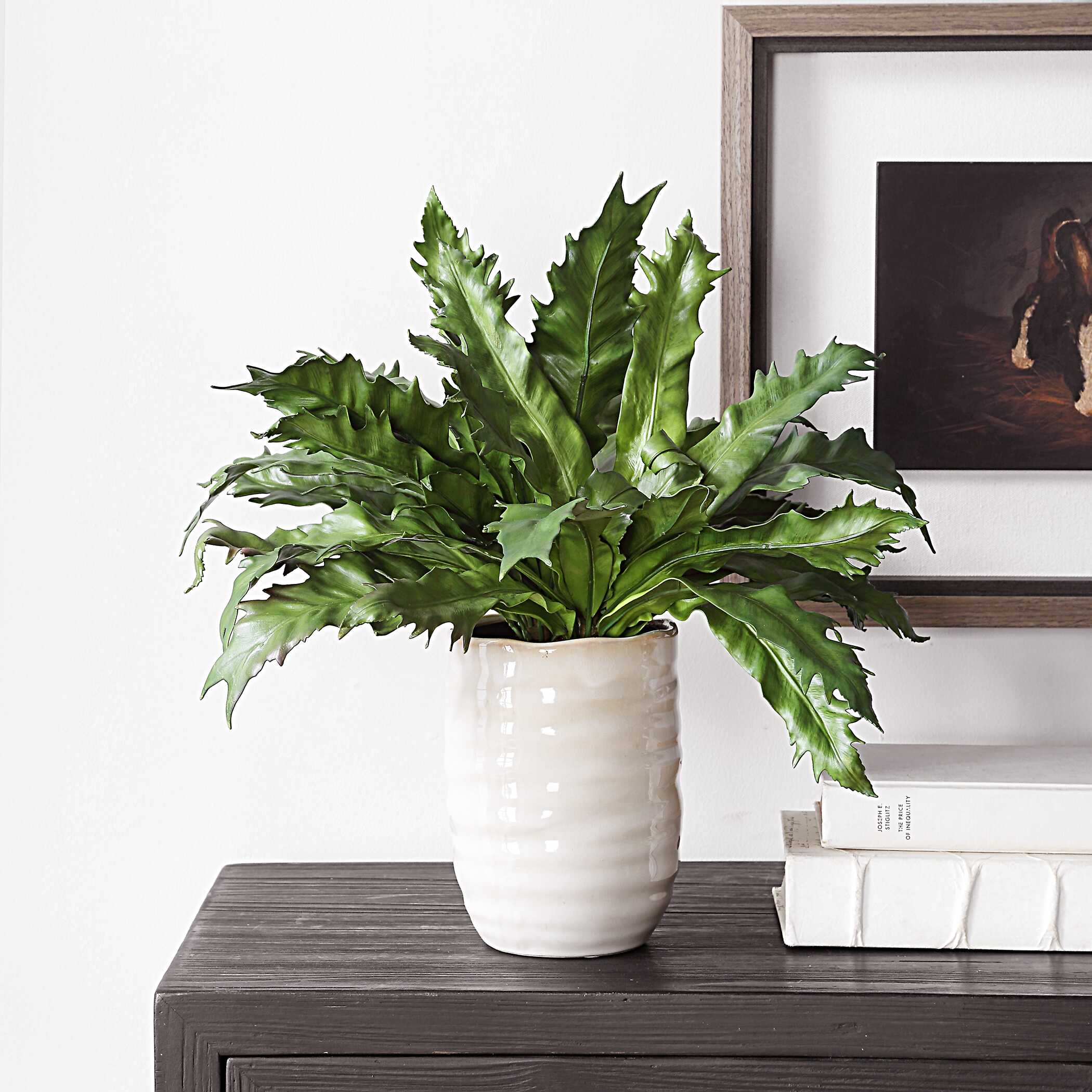 Verdure Fern In Glazed Pot, Decorative by Uttermost, 18.75" width x 16.25" height x 18.75" depth View 5