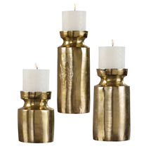 Online Designer Bathroom Amina Antique Brass Candleholders Set/3