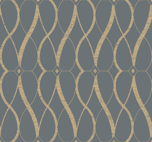 Graceful Geo Smoke & Gold Wallpaper