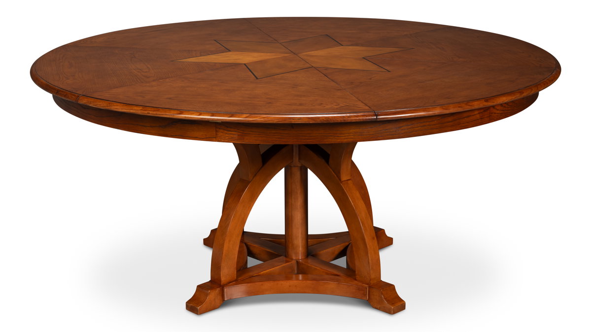 Austin Jupe Dining Table Medium Walnut, by Sarreid, 4'7" length x 4'7" width x 2'6" height View 1
