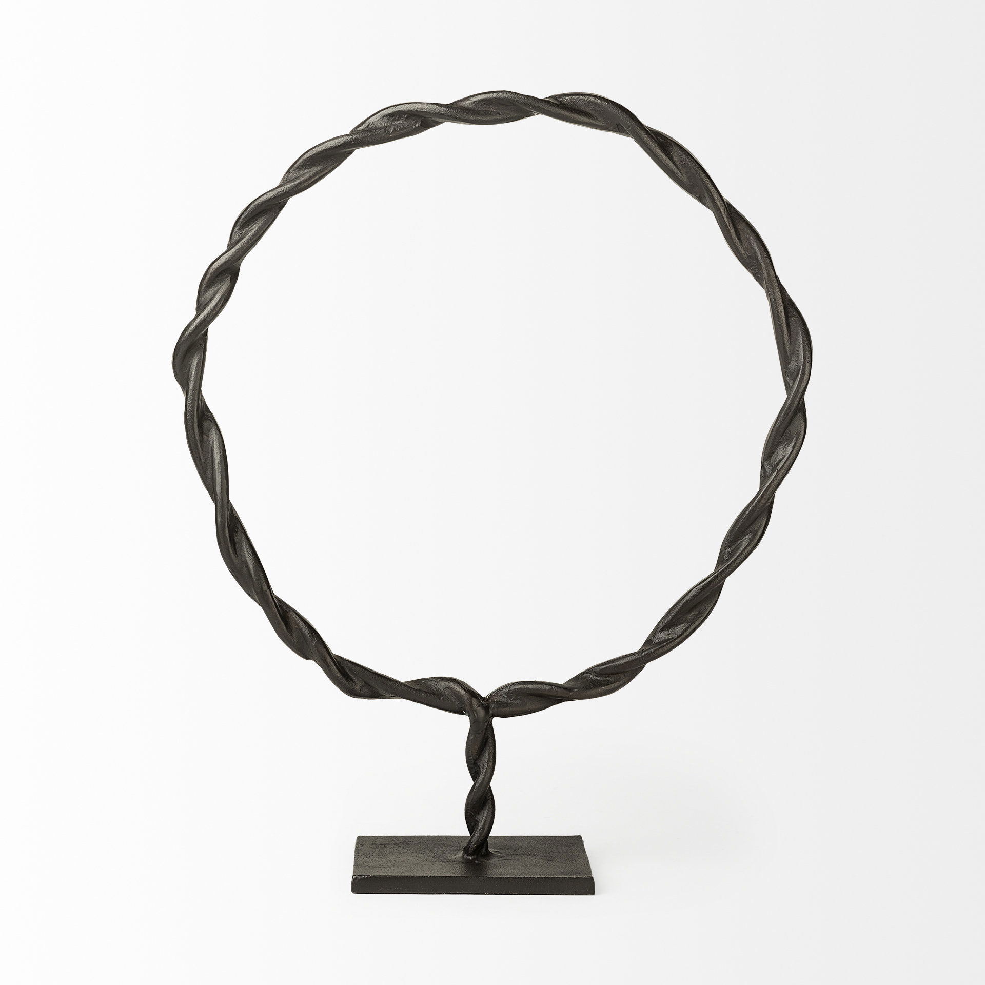 Rizwan (Large) Black Aluminum Braided Circular Object, Decorative Object by Mercana, 18.5" length x 3.3" width x 23" height View 3