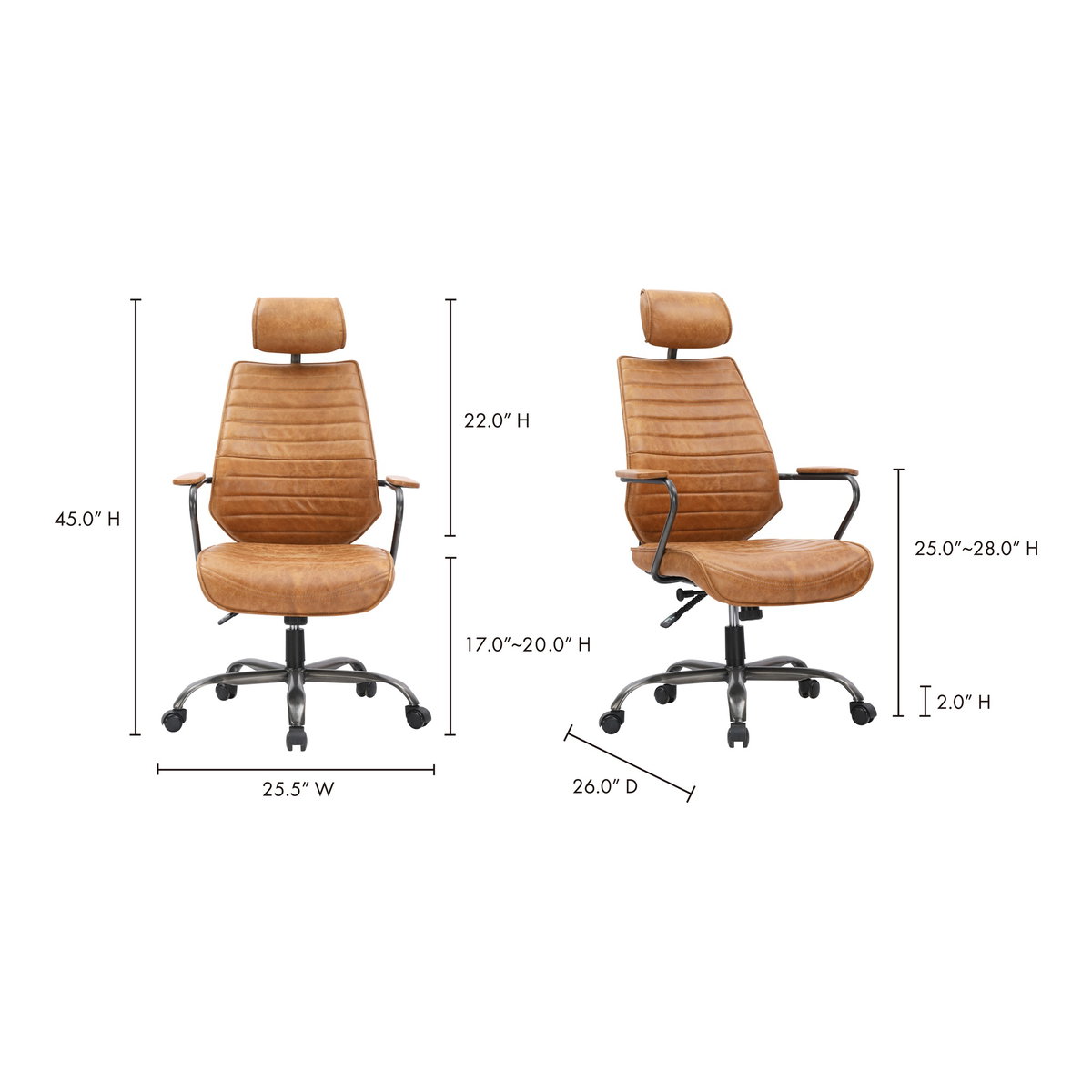 Executive Office Chair, by Moe's Home, 25.5" width x 45" height x 26" depth View 7