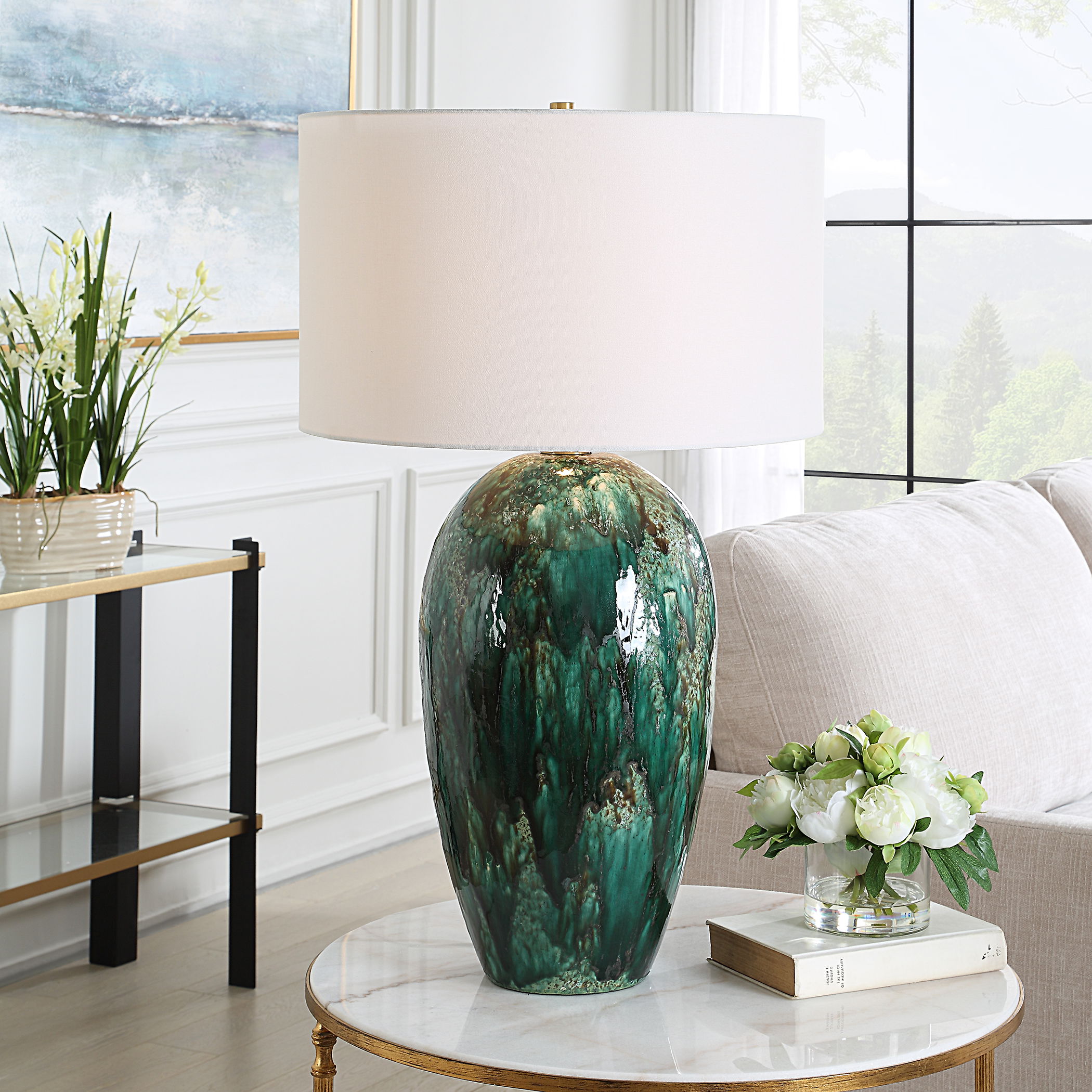 Ceralene Green Table Lamp large image 