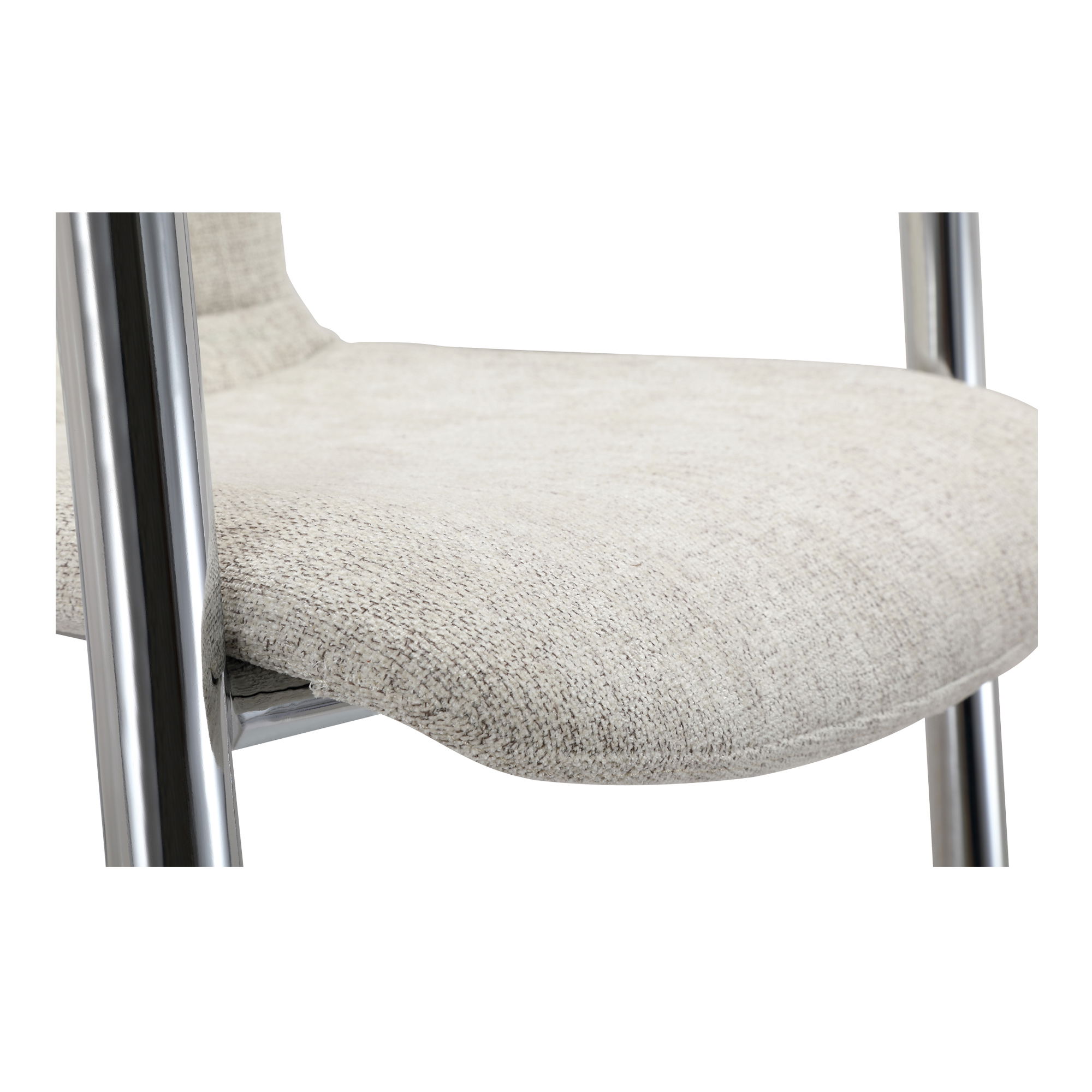 Freeman Chrome Frame Dining Chair Blended Cream - Set Of Two, by Moe's Home, 22" width x 30" height x 24" depth View 7