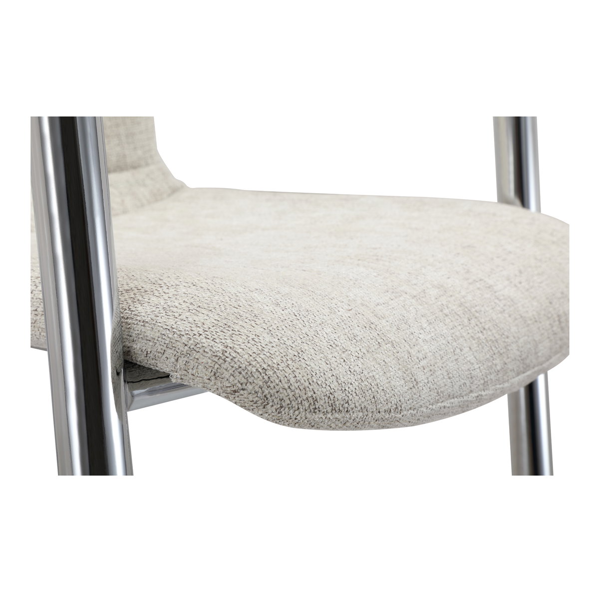 Freeman Chrome Frame Dining Chair Blended Cream - Set Of Two, by Moe's Home, 22" width x 30" height x 24" depth View 7