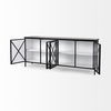 Aurelia  Black and White Metal Four Door Glass Cabinet, Sideboards & Buffet by Mercana, 79" length x 16" width x 33" height thumbnail 7