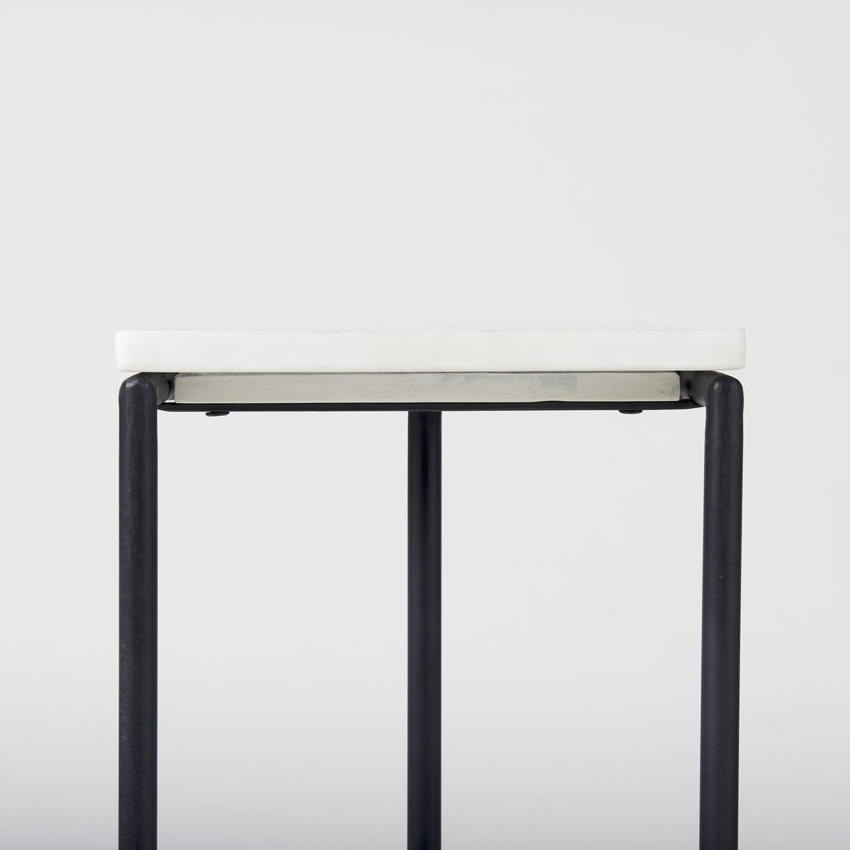 Kyra  White Marble Top with Black Iron Frame C-Shaped End and Side Table, Side & End Table by Mercana, 12" length x 20" width x 23" height View 9