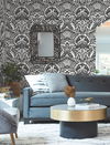 Egret Damask Black & White Wallpaper thumbnail 3