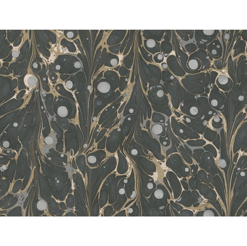 Marbled Endpaper Black & Gold Wallpaper