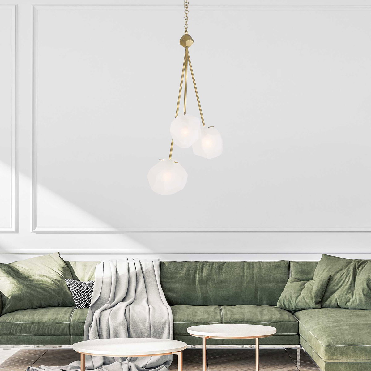 Geodesic 3 Light Pendant, by Uttermost, 1'1.5" width x 3' height x 1'0.37" depth View 3