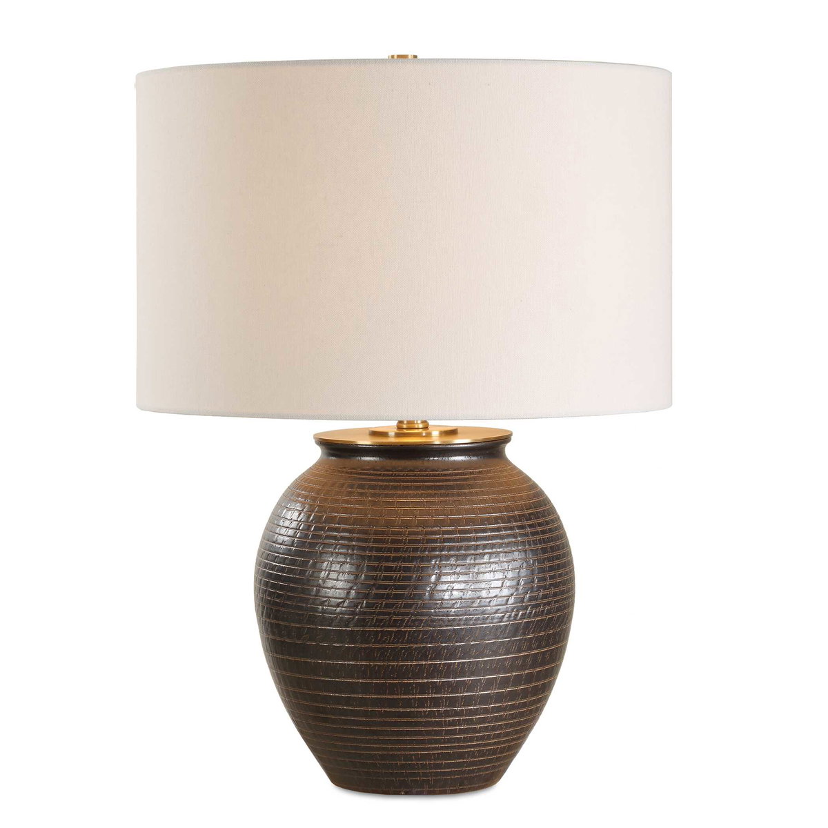 Hawkins Bronze Ribbed Table Lamp, by Uttermost, 18" width x 25.25" height x 18" depth View 1
