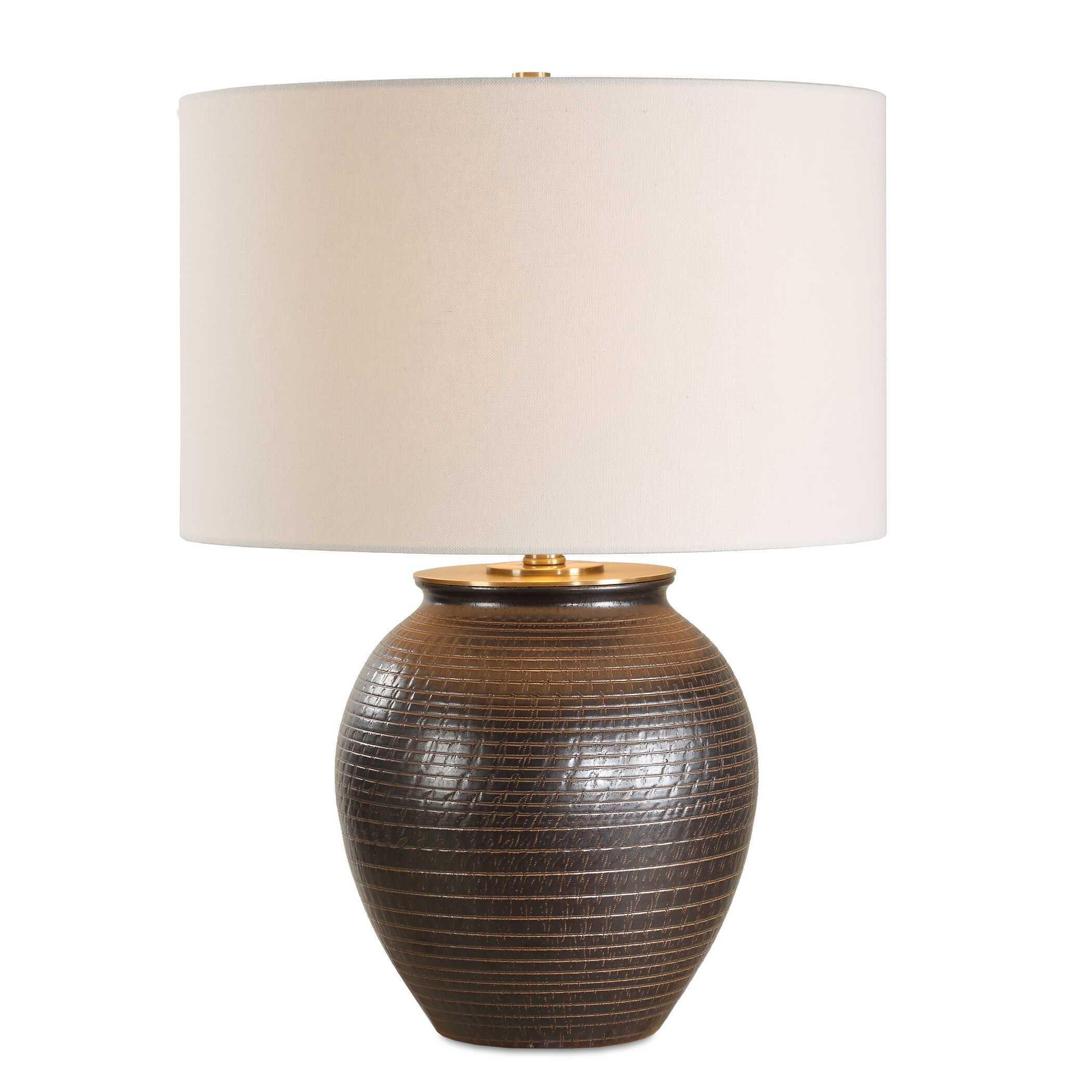 Hawkins Bronze Ribbed Table Lamp large image 