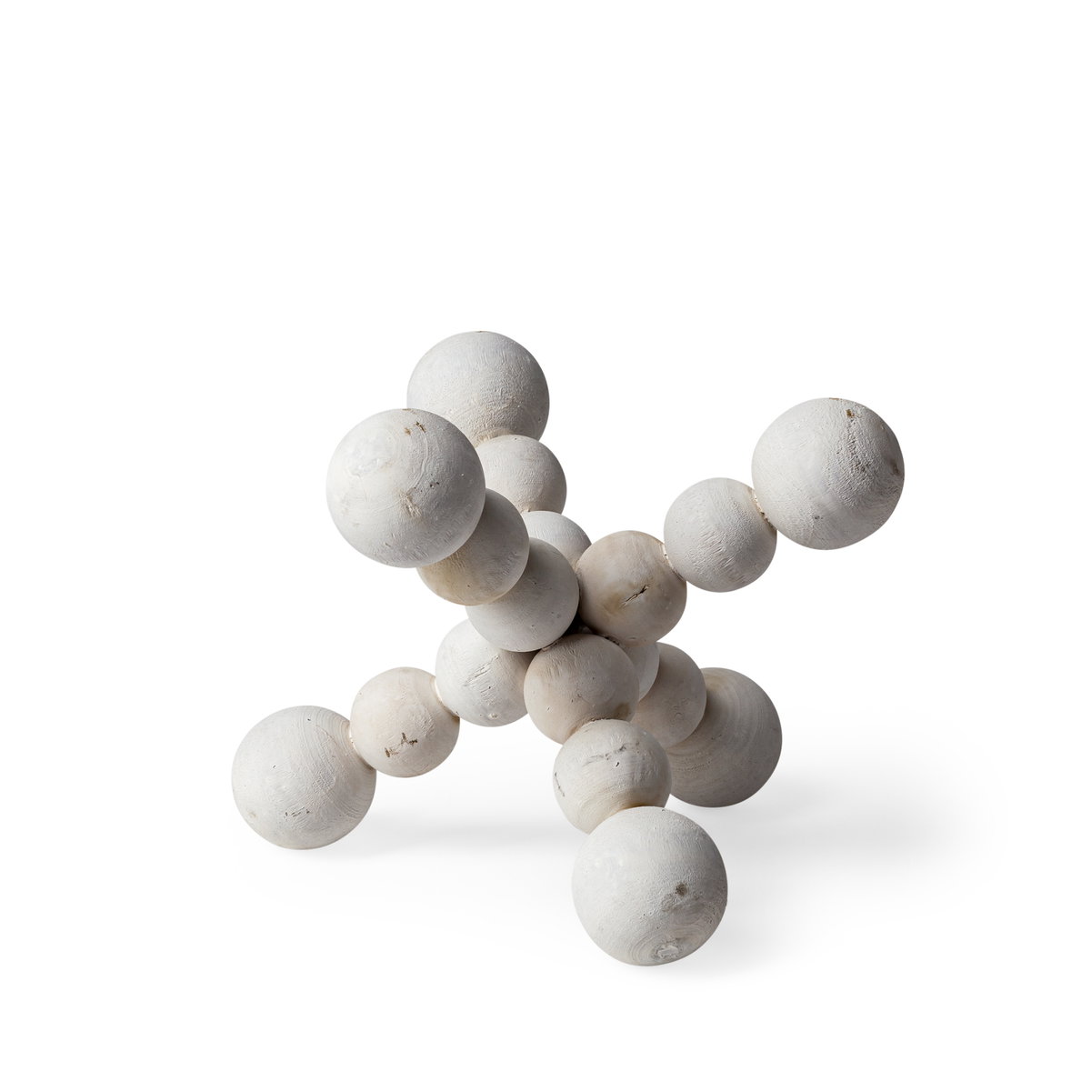 Carrollton I (Small) 7L x 7W Off-White Geometric Wood Ball Jack, Decorative Object by Mercana, 6.69" length x 6.69" width x 6.69" height View 1