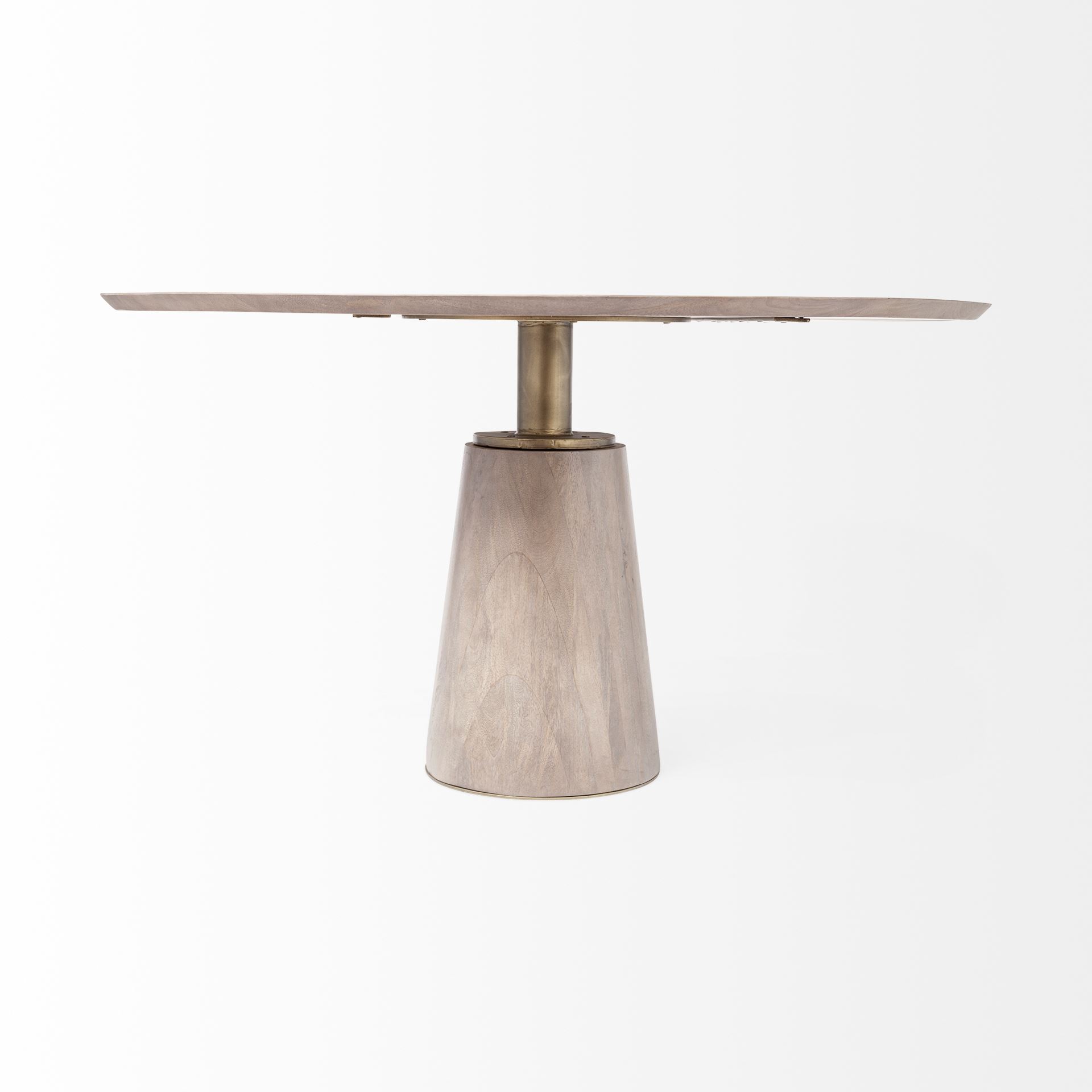 Maxwell II 54' Round Brown Solid Wood Top Brown Wood/Gold Metal Base Dining Table large image 