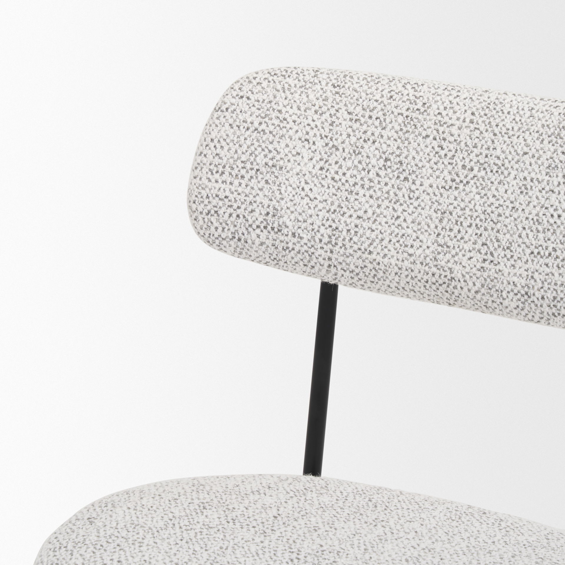 Casey Matte Black Metal with Gray Fabric Dining Chair, by Mercana, 21.26" length x 20.08" width x 31.25" height View 11