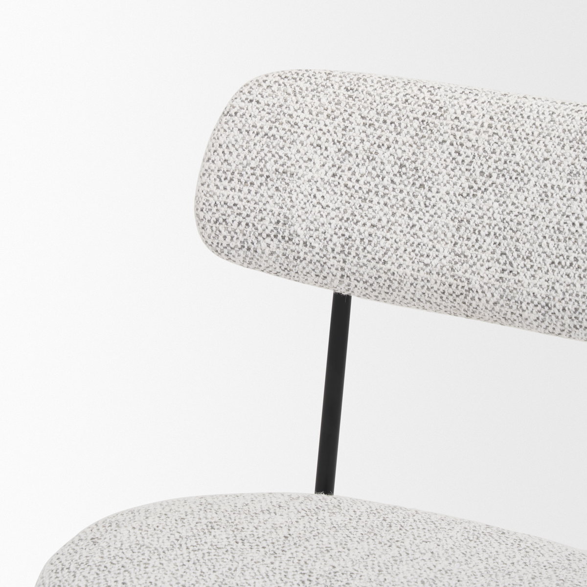 Casey Matte Black Metal with Gray Fabric Dining Chair, by Mercana, 21.26" length x 20.08" width x 31.25" height View 11