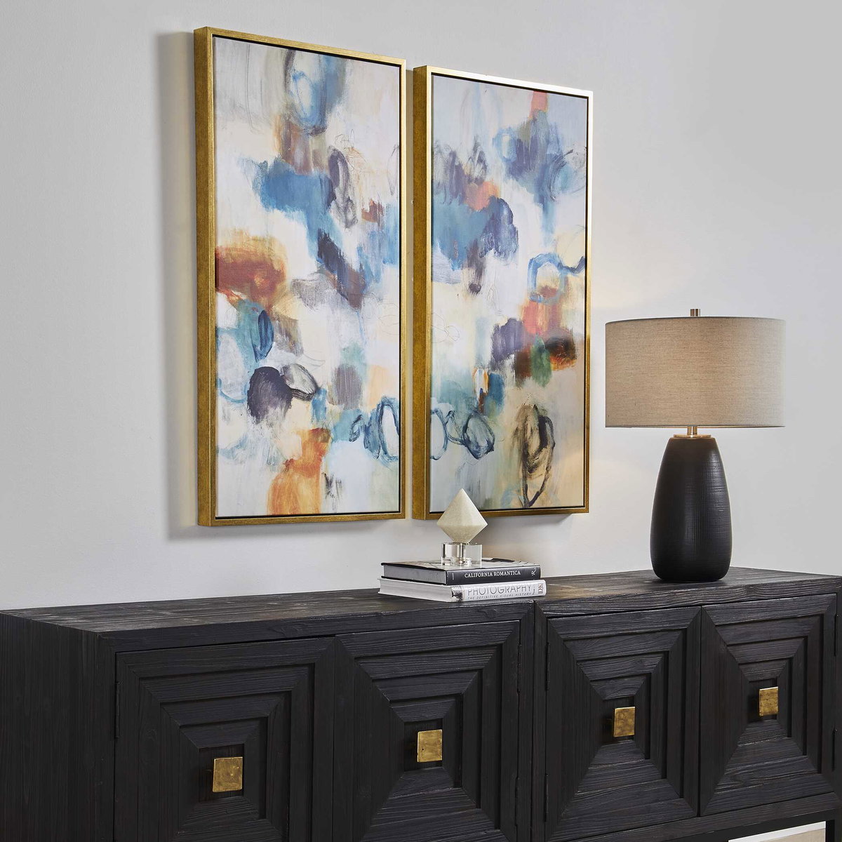 Casual Moments Framed Abstract Art Set/2, by Uttermost, 21.5" width x 41.5" height x 2" depth View 4