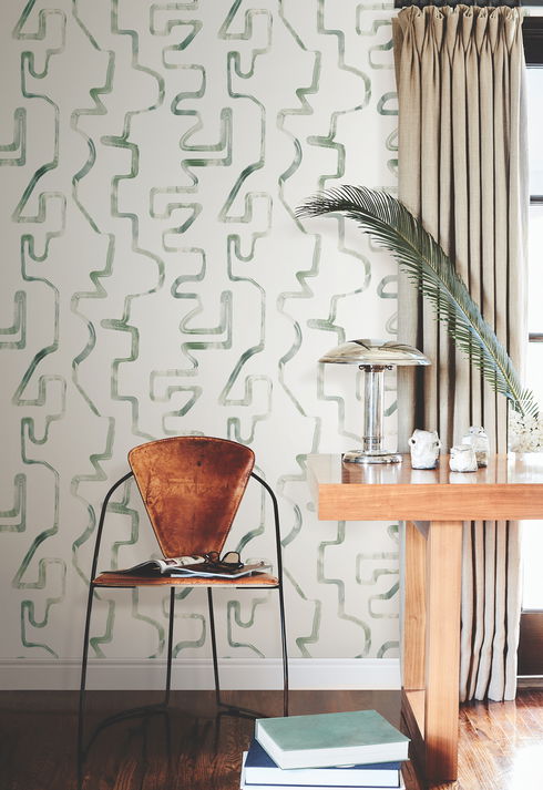 Abstract Aura Green & Grey Wallpaper