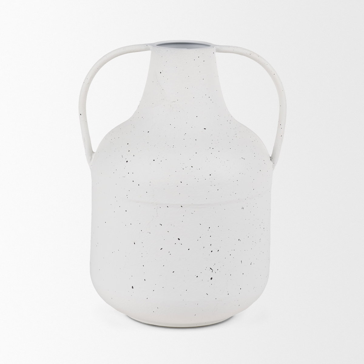 Treva Tall White with Black Speckles Metal Vase, by Mercana, 9.06" length x 7.87" width x 12.2" height View 5