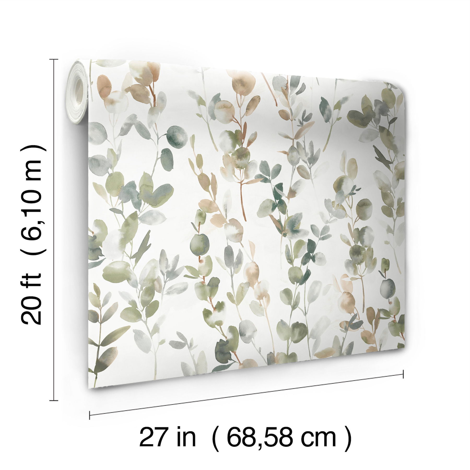 Joyful Eucalyptus Green Peel & Stick Wallpaper large image 