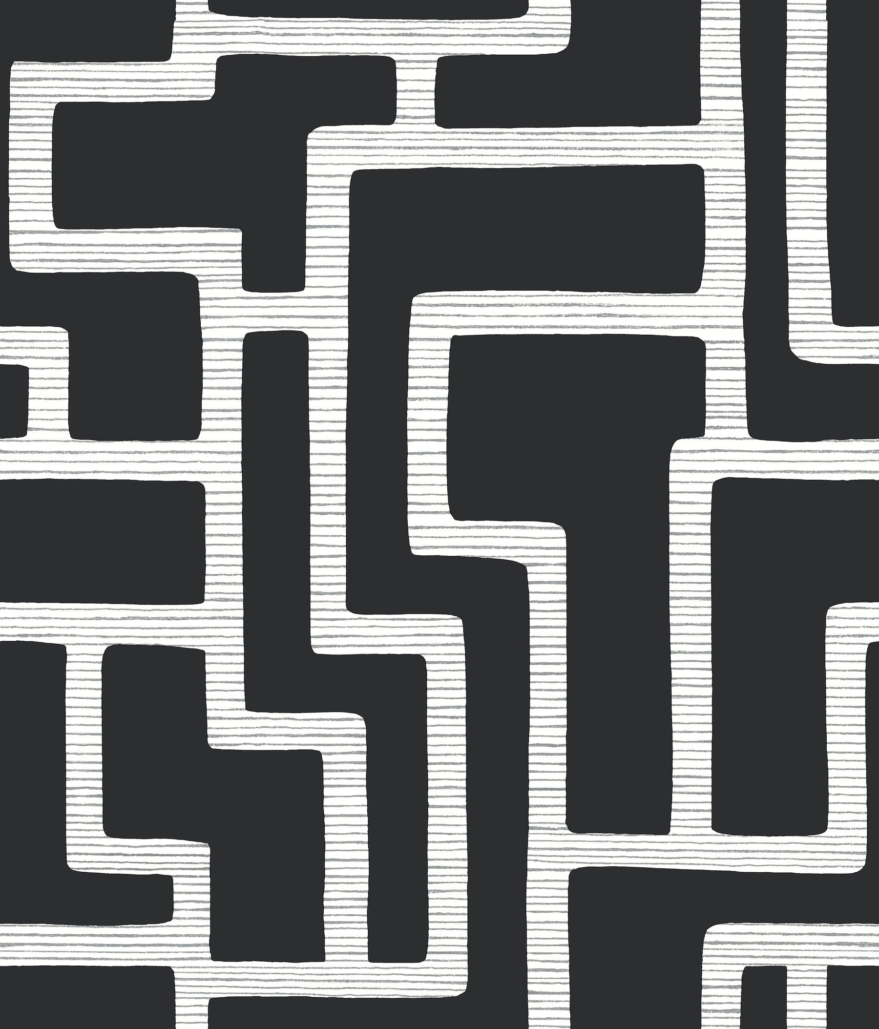 Graphic Polyomino Black & White Wallpaper large image 