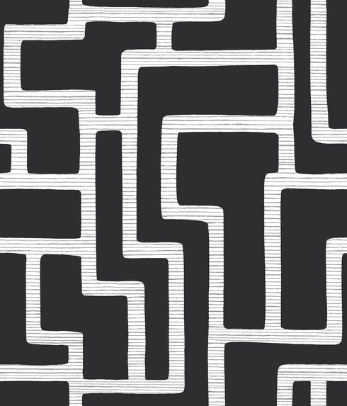Graphic Polyomino Black & White Wallpaper