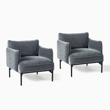 Online Designer Combined Living/Dining Penn Chair Poly, Modern Chenille, Slate, Set of 2