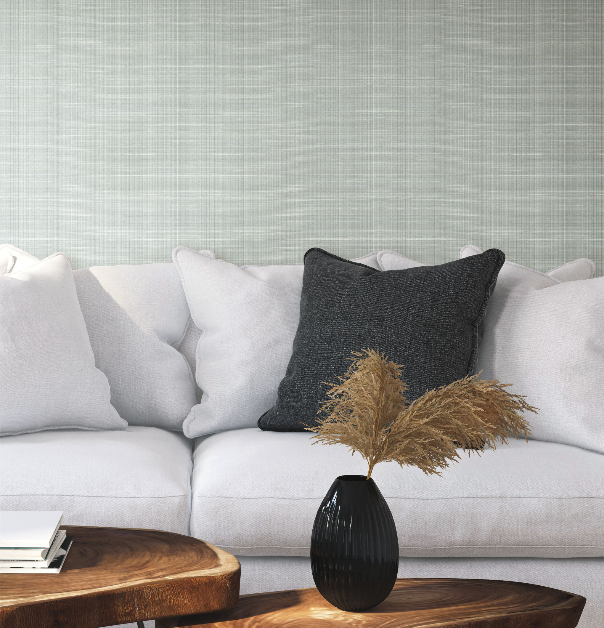 Laguna Abaca Blue & Grey Peel & Stick Wallpaper large image 