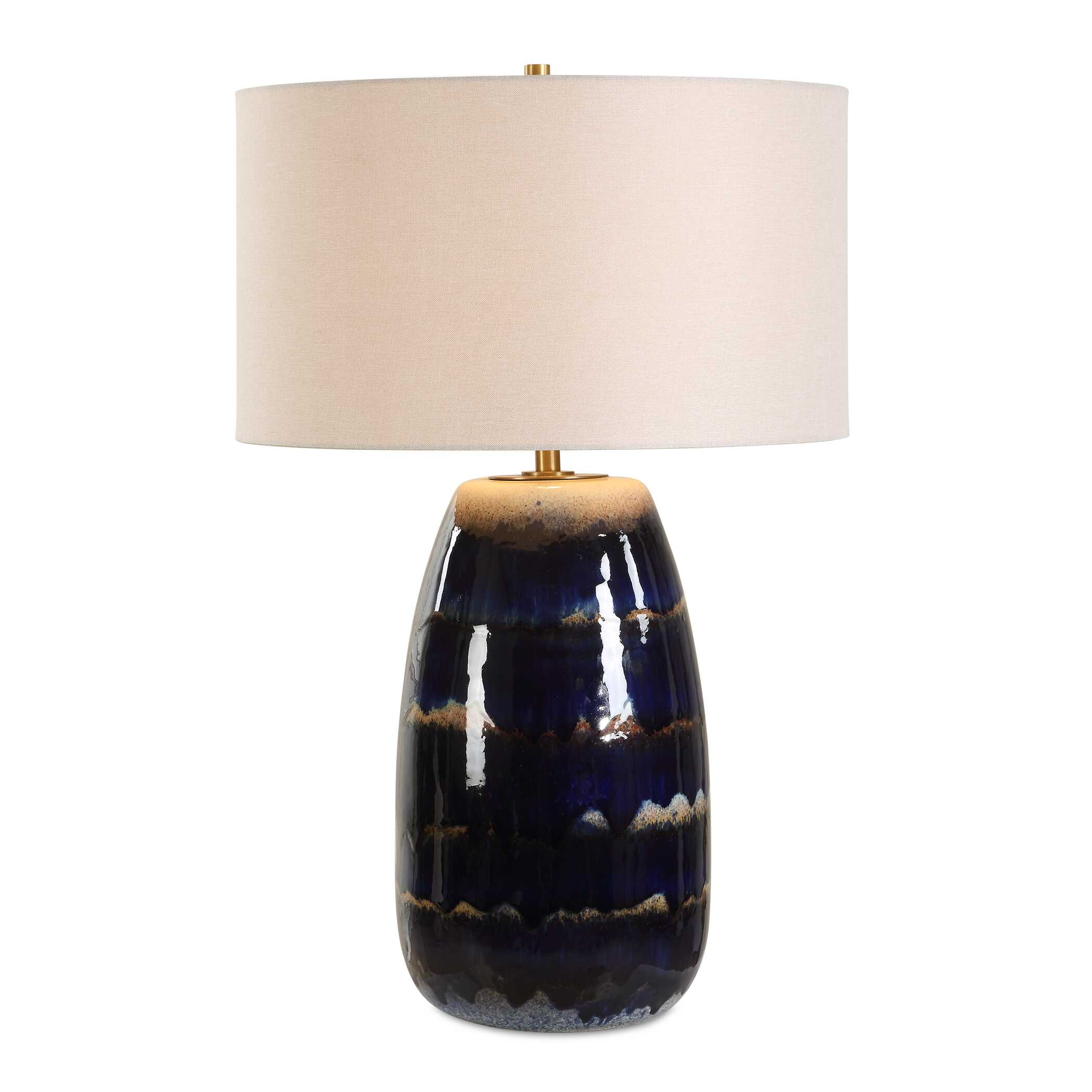 Orleans Blue Glaze Table Lamp, by Uttermost, 18" width x 27.5" height x 18" depth View 1