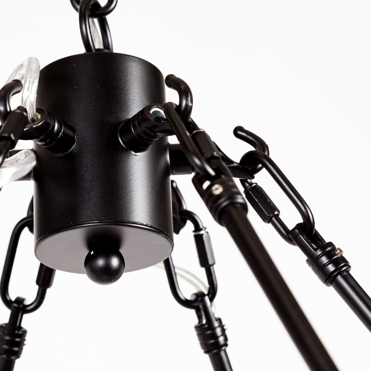 Decamp I (47.2'x36.2') Black Metal Chassis Glass Tube Twelve Light Chandelier, by Mercana, 47.24" length x 47.24" width x 36.22" height View 6