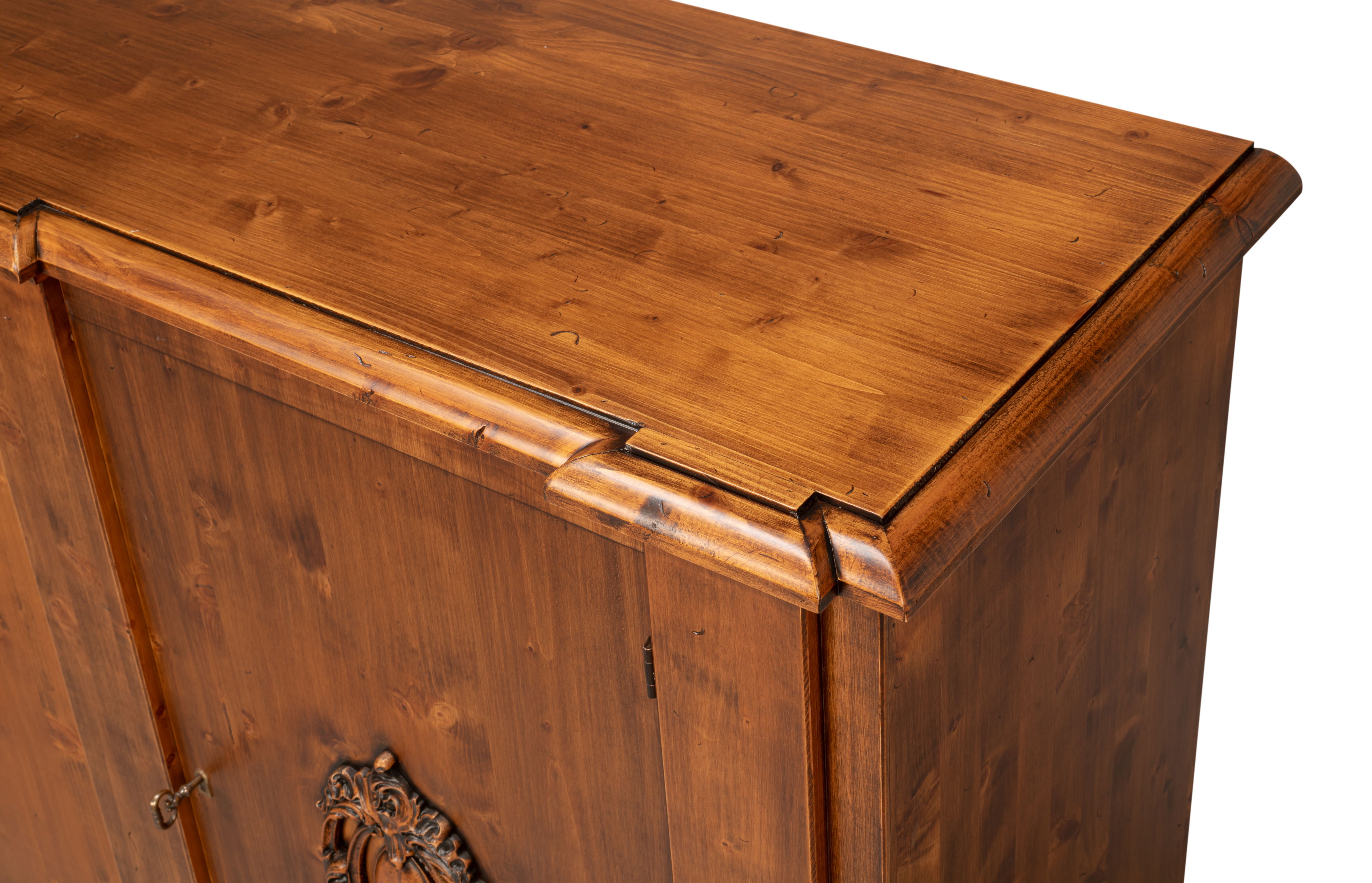 Crested Wall Cabinet,Noce Anticato, Cabinets & Sideboard by Sarreid, 96" length x 18" width x 39" height View 8