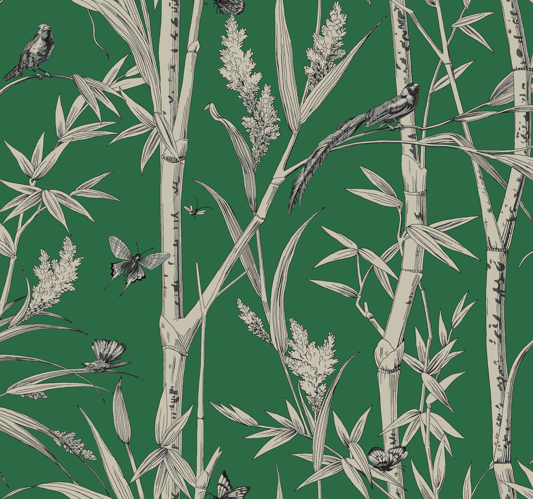 Bambou Toile Green Wallpaper large image 