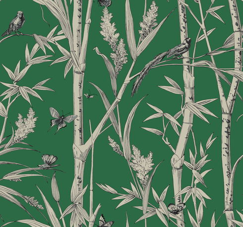 Bambou Toile Green Wallpaper