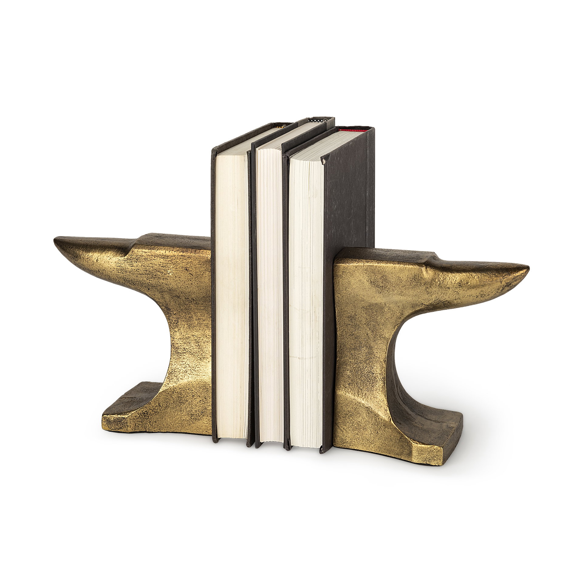 Anvilia (Set of 2) 12L x 3W Gold Anvil Shaped Bookends, by Mercana, 11.81" length x 3.54" width x 6.3" height View 1