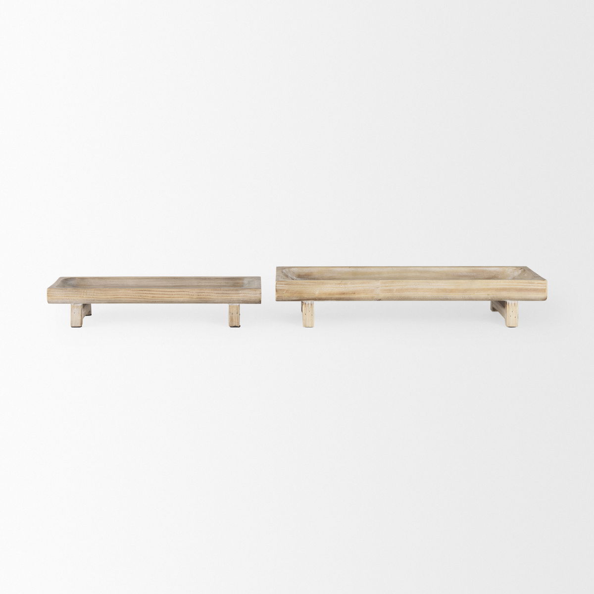 Carver Set of 2 Rectangular White Washed Wood Trays, Decorative Tray by Mercana, 15.5" length x 6.25" width x 2.75" height View 3