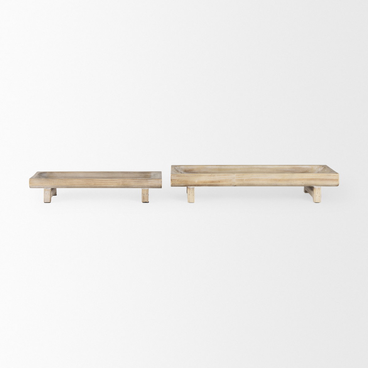Carver Set of 2 Rectangular White Washed Wood Trays, Decorative Tray by Mercana, 15.5" length x 6.25" width x 2.75" height View 3